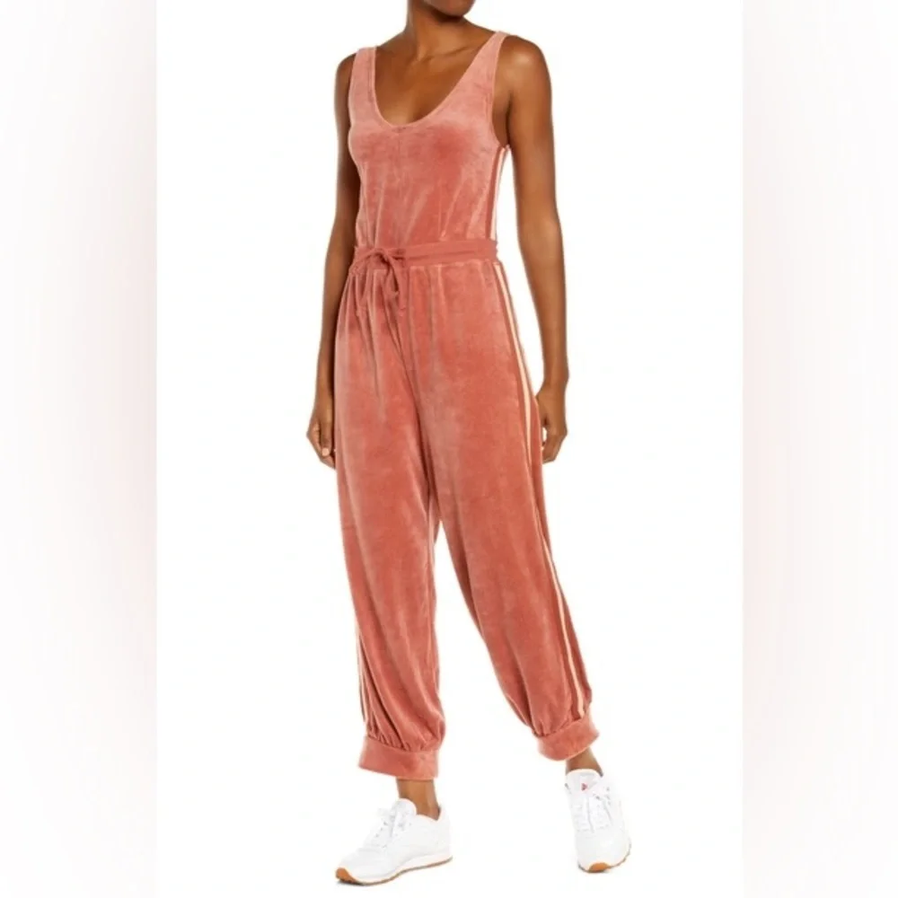 FP Movement x Free People | Feel Good Velour Jumpsuit Varsity Stripe - Size XS